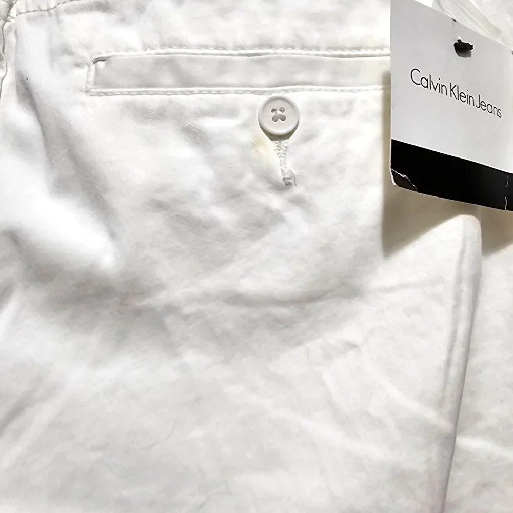 Calvin Klein Womens White Straight-Leg Trousers‎ Size 10